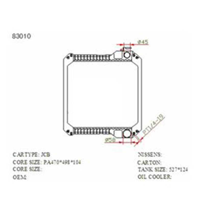 Conjunto do núcleo do radiador hidráulico para JCB-003 470*500*104mm