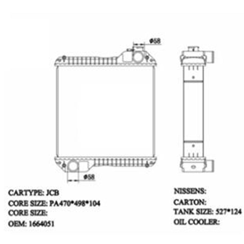 Conjunto do núcleo do radiador hidráulico para JCB-006 470*500*104mm